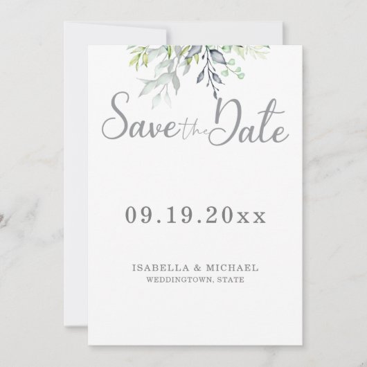 Botanische Kalligrafie Hochzeit speichern das Datu Save The Date (Vorderseite)