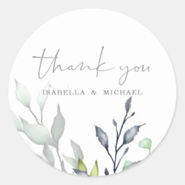Botanische Kalligraphie Hochzeit Vielen Dank Runder Aufkleber