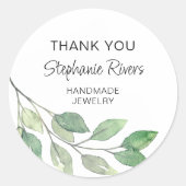 Botanische Kalligraphie Jeweler Vielen Dank Runder Aufkleber (Vorderseite)