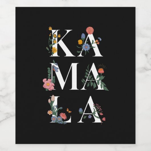 Botanische Kamala Harris - Abstimmung 2024 Floral  Weinetikett (Einzelnes Label)