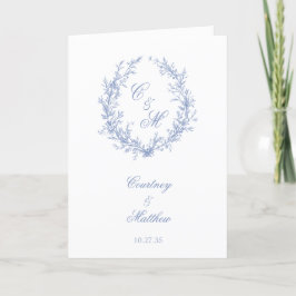 Botanische Keilhochzeit mit Dusty Blue Monogram Programm