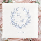 Botanische Keilhochzeit mit Dusty Blue Monogram Serviette