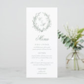 Botanische Keilhochzeit von Sage Green Monogram Menükarte (Stehend Vorderseite)