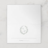 Botanische Keilhochzeit von Sage Green Monogram Platzkarte (Außenseite Aufgefaltet)