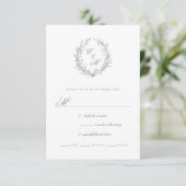 Botanische Keilhochzeit von Sage Green Monogram RSVP Karte (Stehend Vorderseite)