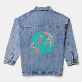 Botanische Kirschblüten-Denimjacke Jeansjacke