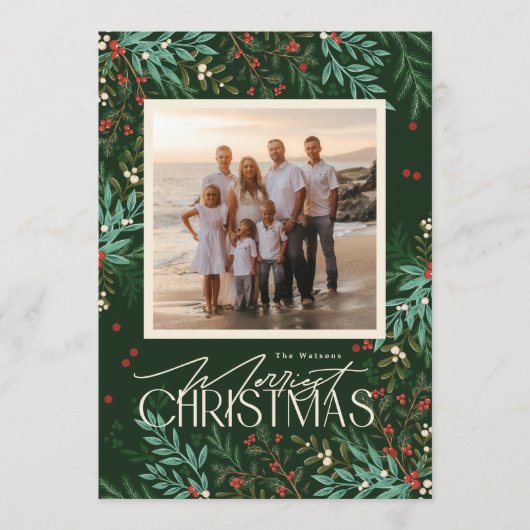 Botanische Klassik Elegance Weihnachten Grünes Fot (Vorderseite)