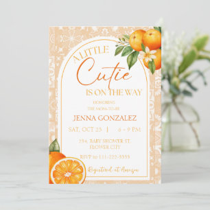 Botanische Kleine Süsse Citrus Orange Babydusche Einladung