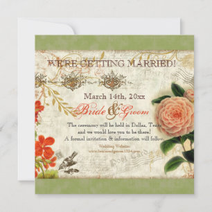 Botanische Kolibris Kamelie Save-the-Date Einladung