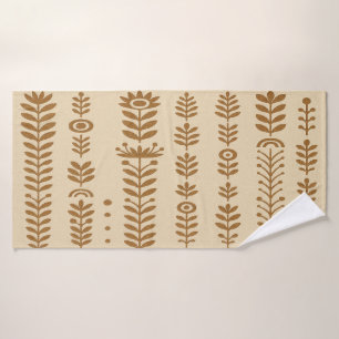 Botanische Kolumnen in Beige und Erde braun Badehandtuch