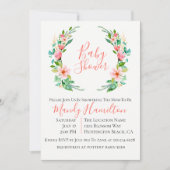Botanische Koralleninsel Wreath Baby Dusche Einladung (Vorderseite)