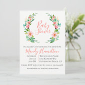 Botanische Koralleninsel Wreath Baby Dusche Einladung (Stehend Vorderseite)