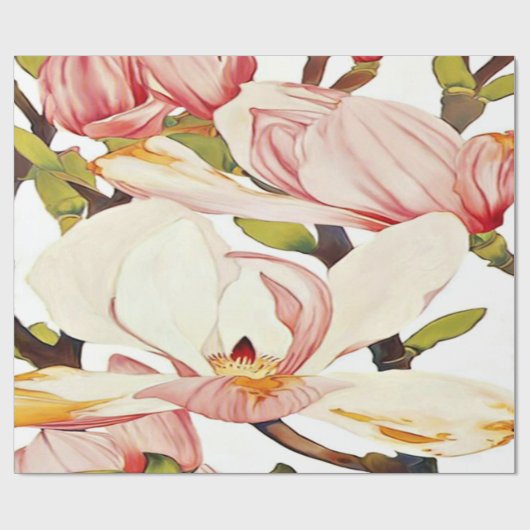 Botanische korallenrote rosa geschenkpapier (Flach)