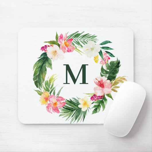Botanische Kräne-Monogramm Mousepad (Mit Mouse)