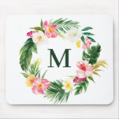 Botanische Kräne-Monogramm Mousepad (Vorne)