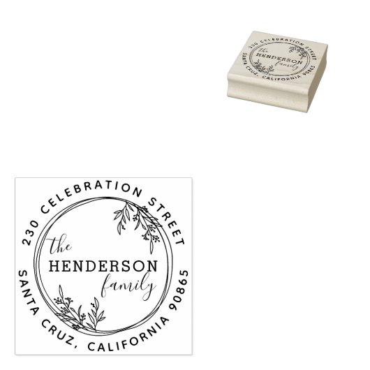 Botanische Kräne-Runde-Rücksendeadresse Gummistempel (Stempel)