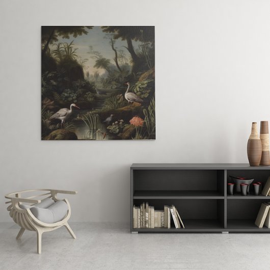 Botanische Kranszene in der Nähe eines Flusses Poster