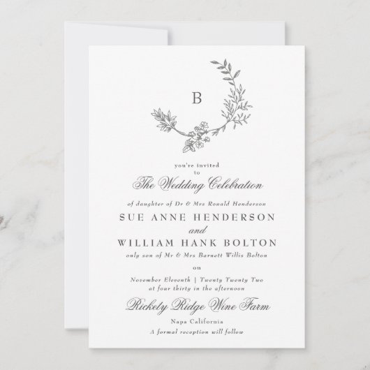 Botanische Kranzgezeichnete Monografie Einladung (Vorderseite)