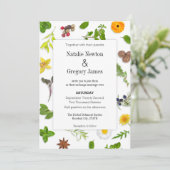 Botanische Kräuter, die Einladung Wedding sind (Stehend Vorderseite)