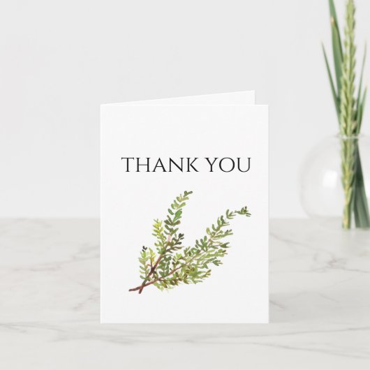 Botanische Kräuter Thyme Watercolor Danke Einladung (Vorderseite)