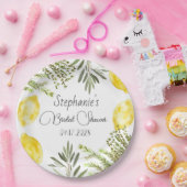 Botanische Kräuter Zitronen Aquarell-Junggesellinn Pappteller (Party)