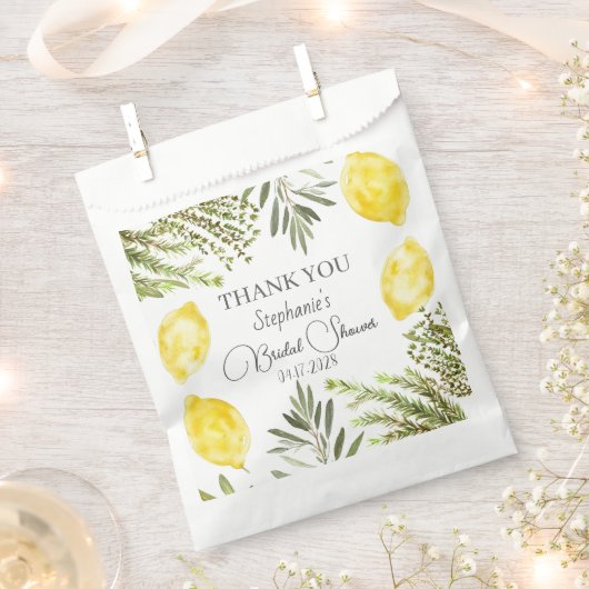 Botanische Kräuter Zitronen Wasserfarbenes Brautpa Geschenktütchen (Ausgeschnitten)