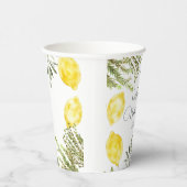Botanische Kräuter Zitronen Wasserfarbenes Brautpa Pappbecher (Rechts)