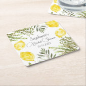 Botanische Kräuter Zitronen Wasserfarbenes Brautpa Rechteckiger Pappuntersetzer (angewinkelt)