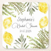 Botanische Kräuter Zitronen Wasserfarbenes Brautpa Rechteckiger Pappuntersetzer (Vorderseite)