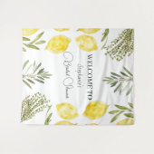 Botanische Kräuter Zitronen Wasserfarbenes Brautpa Wandteppich (Vorderseite (Horizontal))