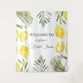 Botanische Kräuter Zitronen Wasserfarbenes Brautpa Wandteppich (Vorderseite)