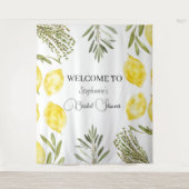 Botanische Kräuter Zitronen Wasserfarbenes Brautpa Wandteppich (Vorderseite)