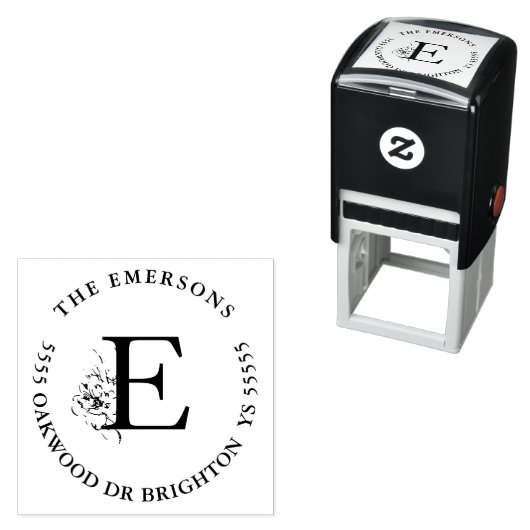 Botanische Kreideadresse selbstfärbende Briefmarke Permastempel (Beispiel)