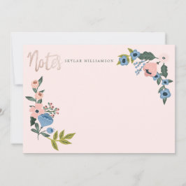 Botanische Kreidenotizen in Rosa und Blau Mitteilungskarte