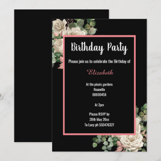 BOTANISCHE KREMA & PEACH SCHWARZ EUCALYPTUS BOUQUE EINLADUNG