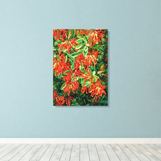 Botanische Kunst: Bush und Emu Wren des Chilen bre Leinwanddruck (Insitu (Holzboden))