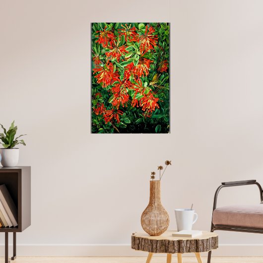 Botanische Kunst: Bush und Emu Wren des Chilen bre Poster (Wohnzimmer 3)