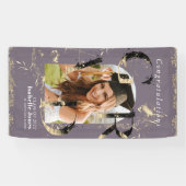 Botanische Kunst-Déco Lila Foto Abschluss Banner (Horizontal)