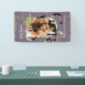 Botanische Kunst-Déco Lila Foto Abschluss Banner (Messe)