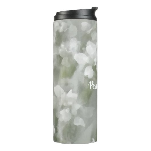 Botanische Kunst des Weißen Impressionismus mit Na Thermosbecher (Nach links gedreht)