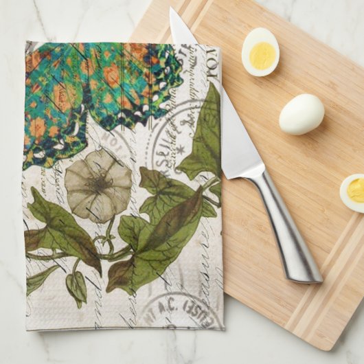 Botanische Kunst - französischer Landskriptschmett Handtuch (Viertel Falte)