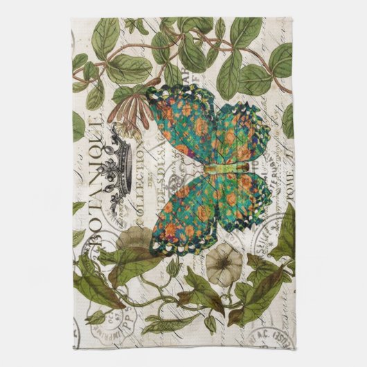 Botanische Kunst - französischer Landskriptschmett Handtuch (Vertikal)