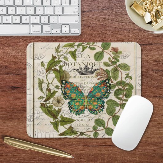 Botanische Kunst - französischer Landskriptschmett Mousepad