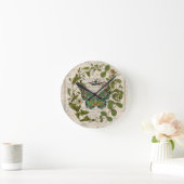 Botanische Kunst - französischer Landskriptschmett Runde Wanduhr (Zuhause)