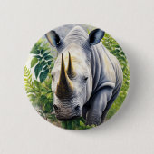 Botanische Kunst im Weißen Rhino Button (Vorderseite)