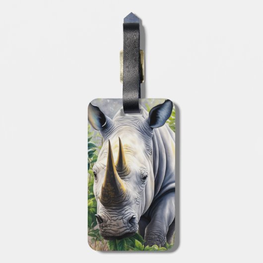 Botanische Kunst im Weißen Rhino Gepäckanhänger (Rückseite vertikal)