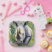 Botanische Kunst im Weißen Rhino Pappteller (Party)