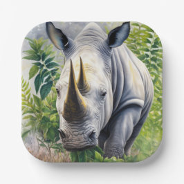 Botanische Kunst im Weißen Rhino Pappteller