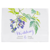 Botanische Kunst lila Hochzeit große Geschenktasch Geschenktüte (Rückseite)