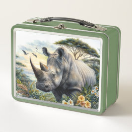 Botanische Kunst Rhino Metall Brotdose